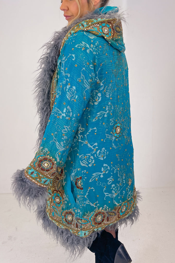 Sari Coat L Hooded Raven