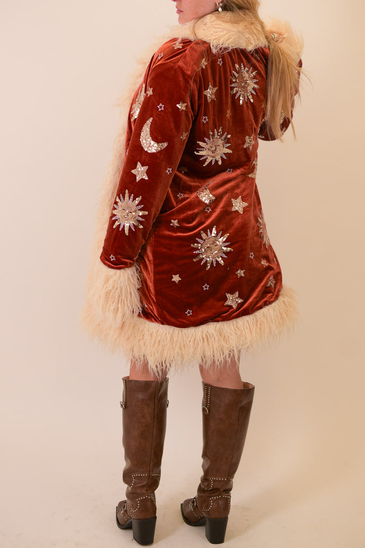 The Phase Sequin Coat | Rust