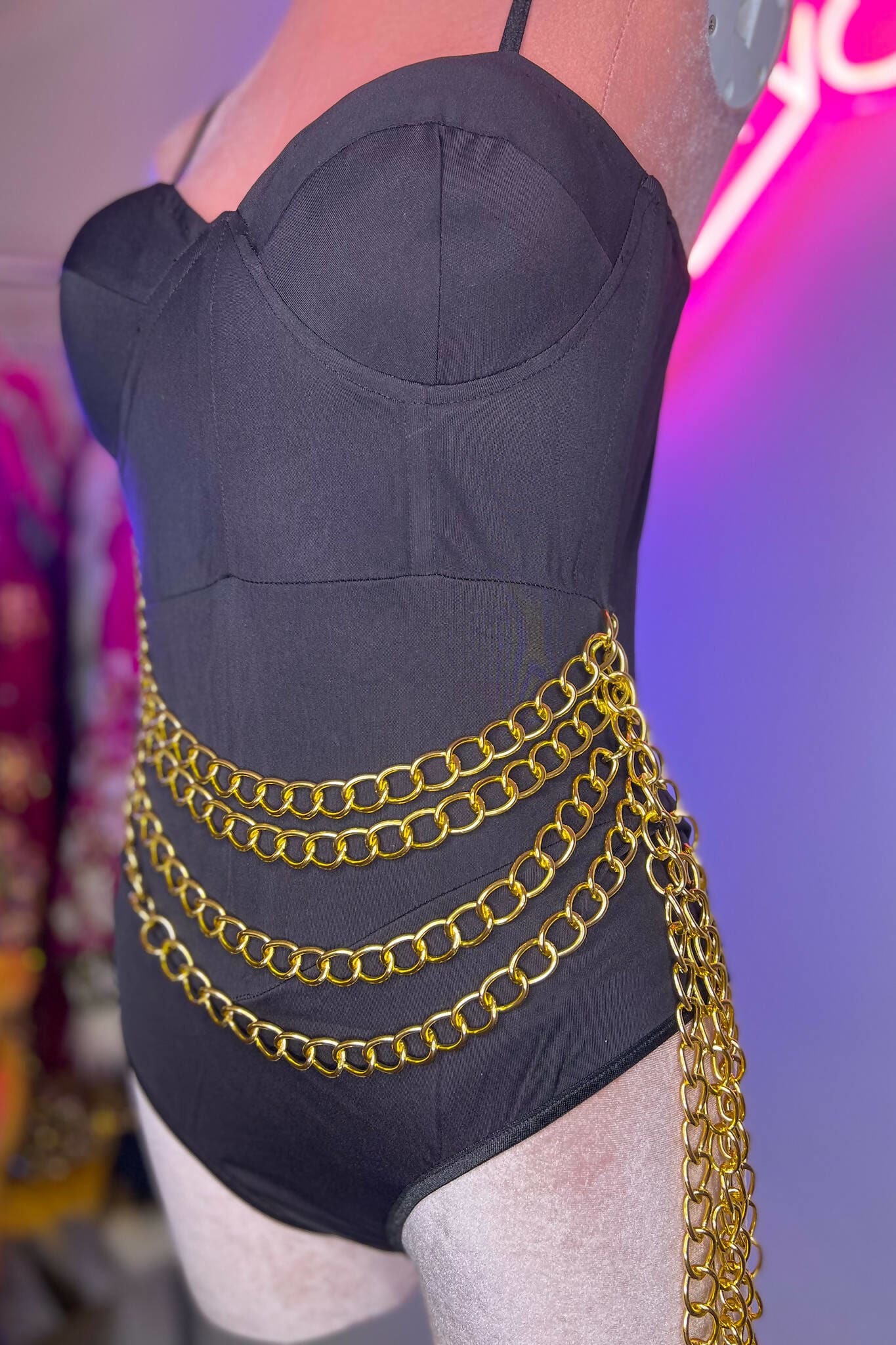 Black Corset Chain bodysuit | Rave &amp; Festival Fashion