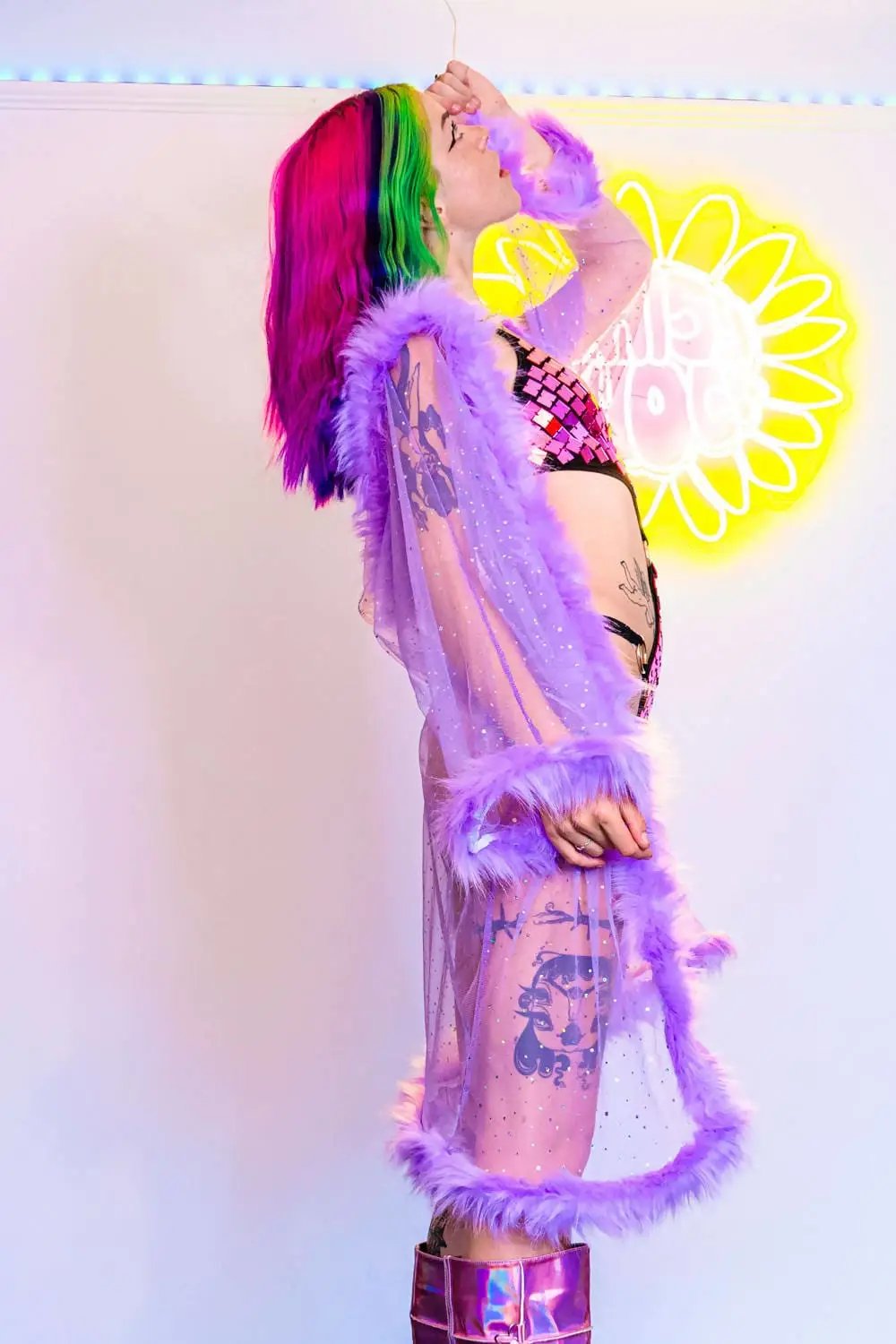 I Fluffin Love You Kimono Lilac | Rave &amp; Festival Fashion