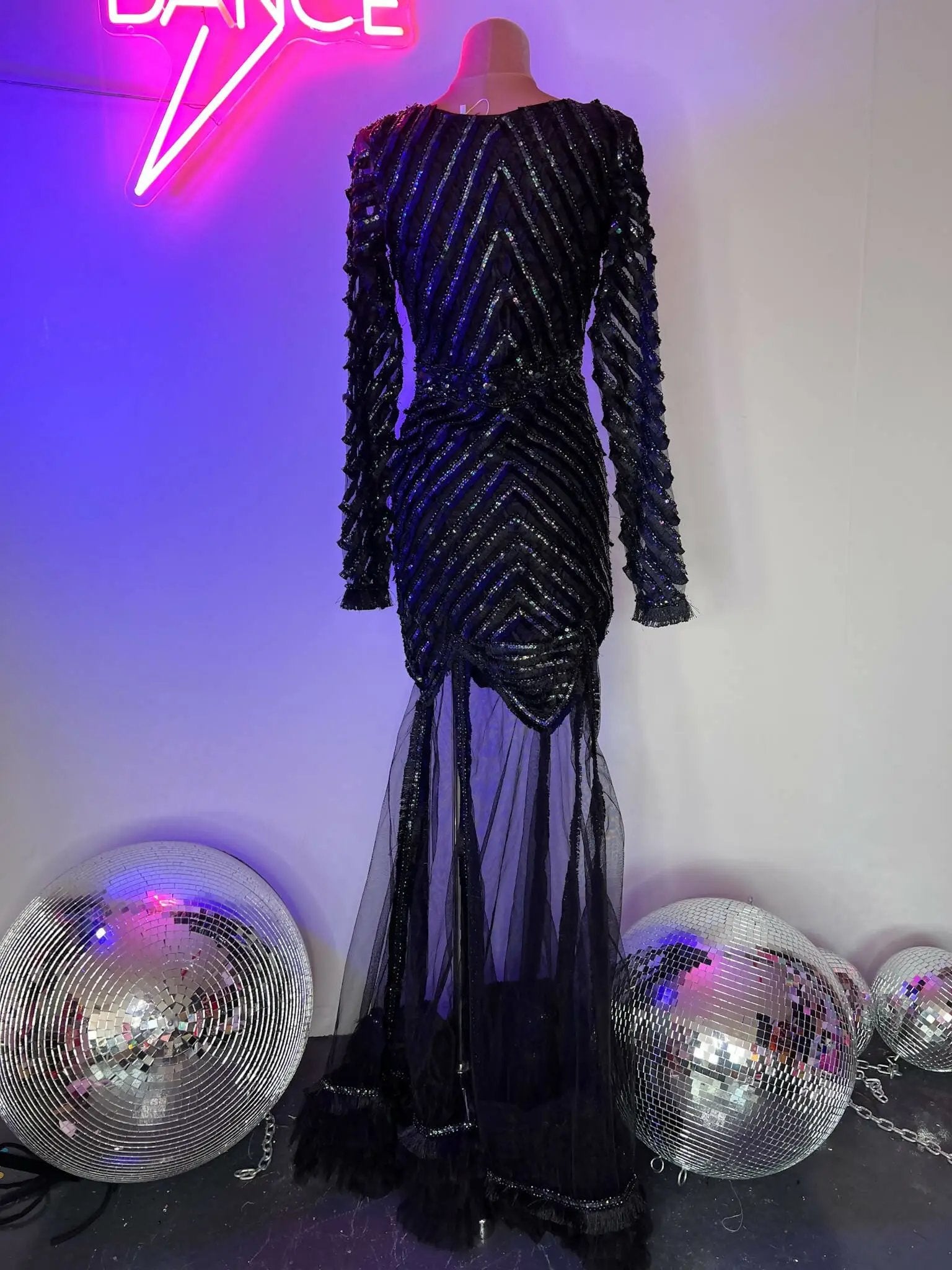 Kiss Me Black Sequin Gown Dress | Rave &amp; Festival Fashion