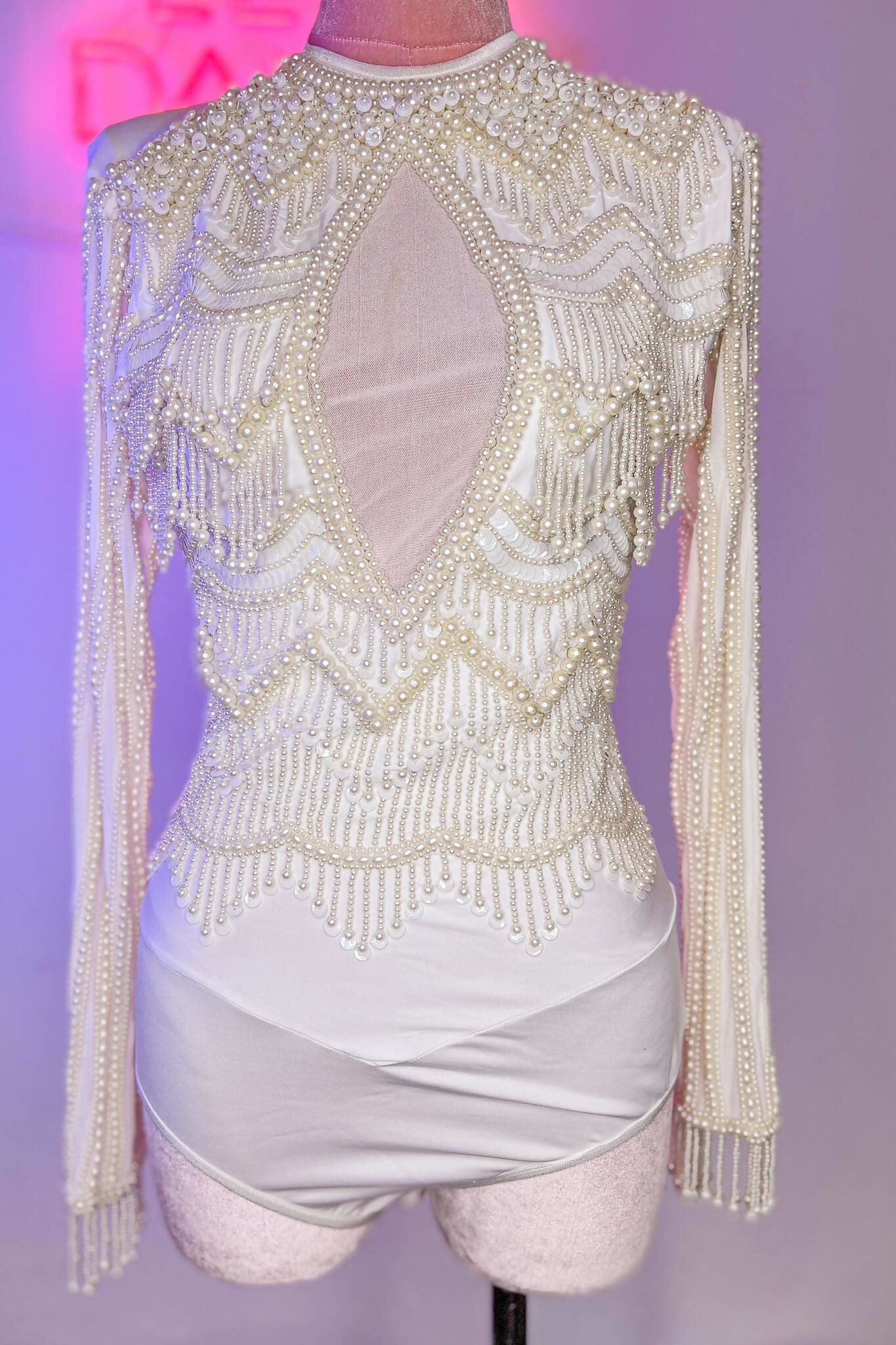 White Diamond plunge bodysuit | Rave &amp; Festival Fashion