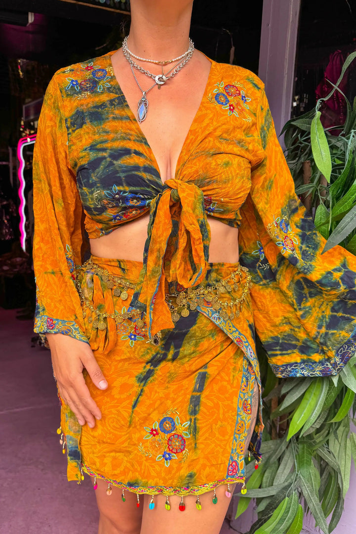 Tiger Skirt Bell Sleeve Set