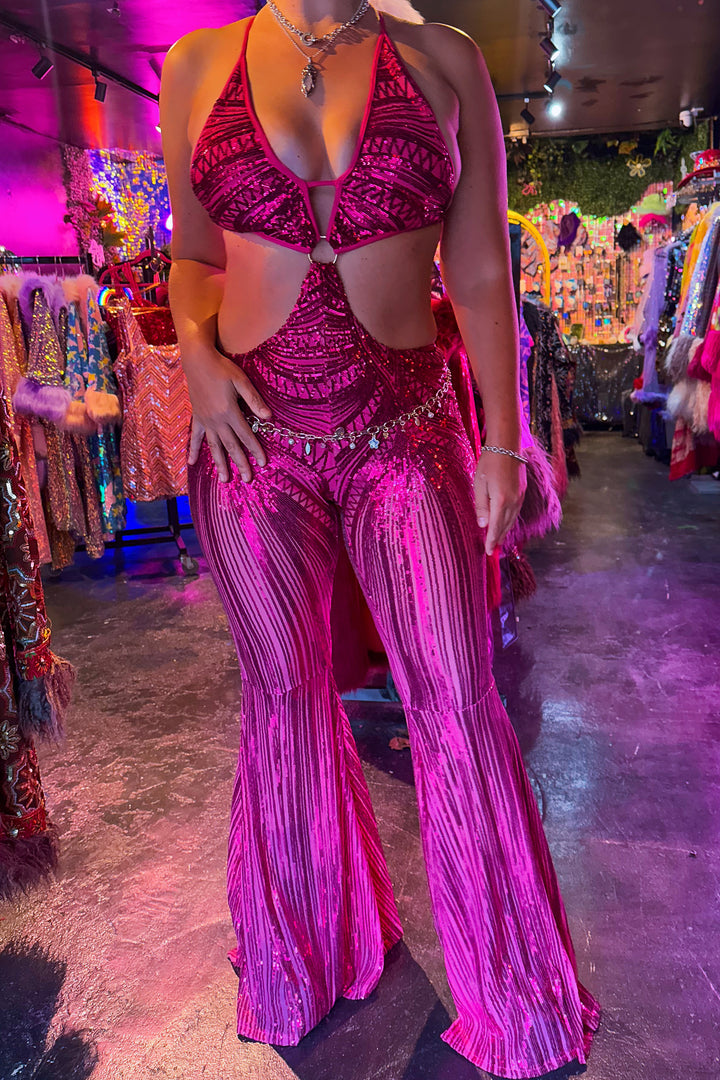 The Pink Sabrina Sequin Catsuit