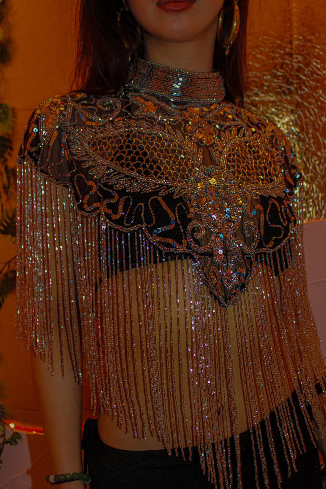 Silver Solstice Hand-Beaded Capelet