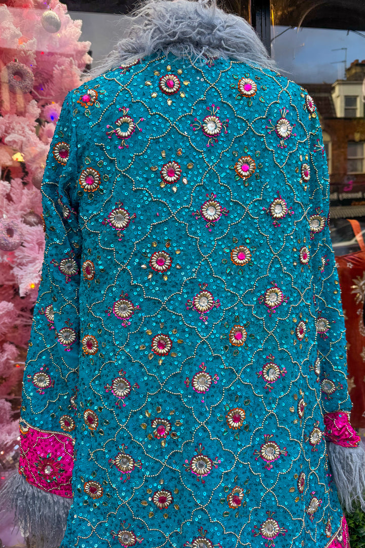 Sari Coat Ocean | UK size 10-12