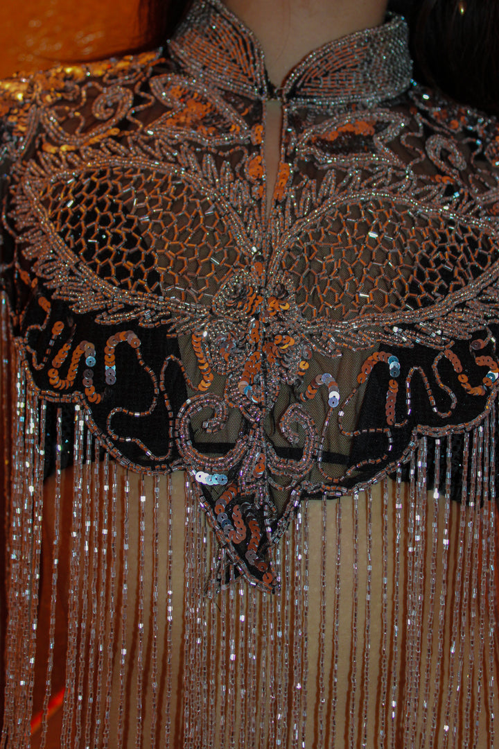 Silver Solstice Hand-Beaded Capelet