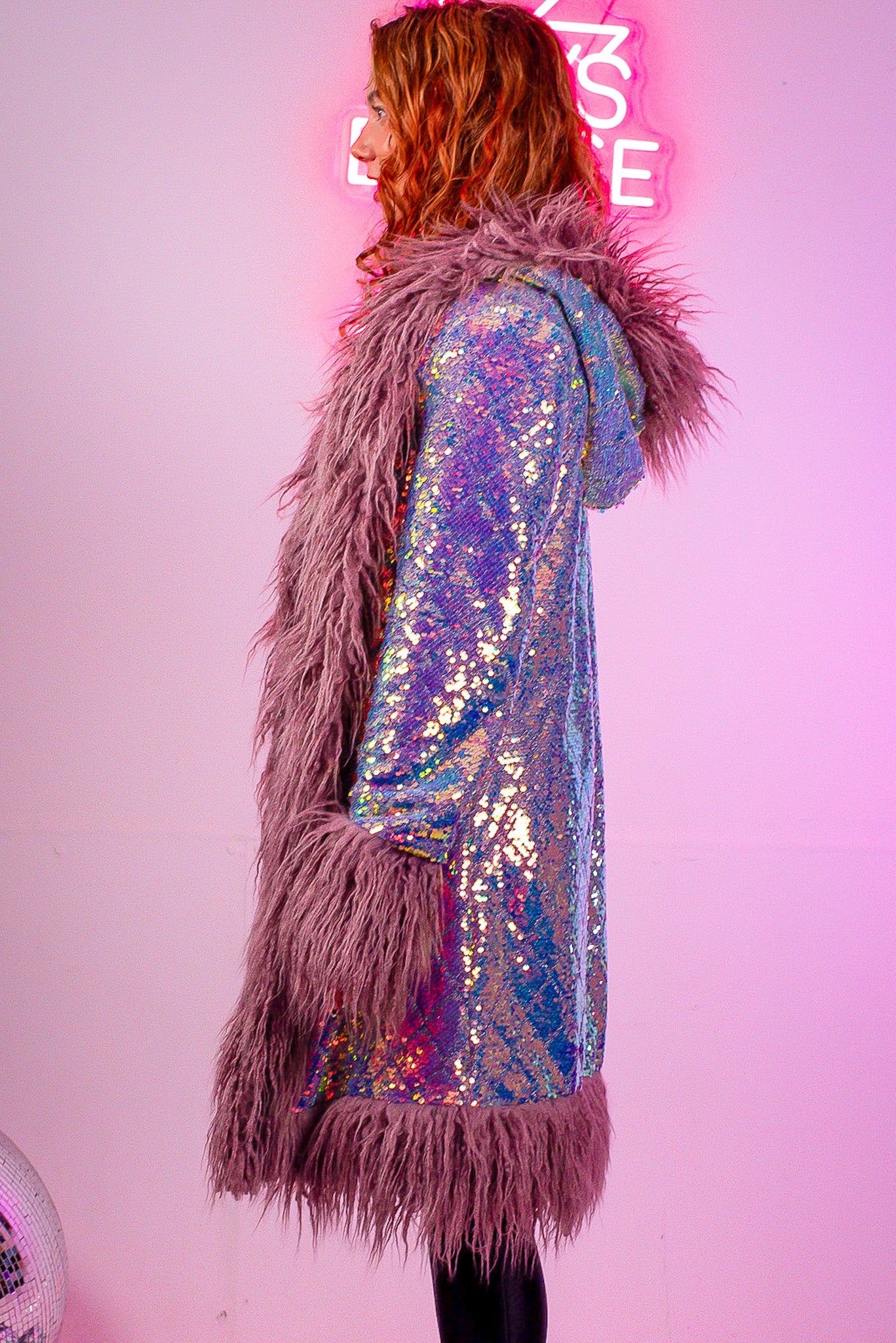 Enchanting Lilac Hooded Sequin Coat | Rave &amp; Festival Fashion