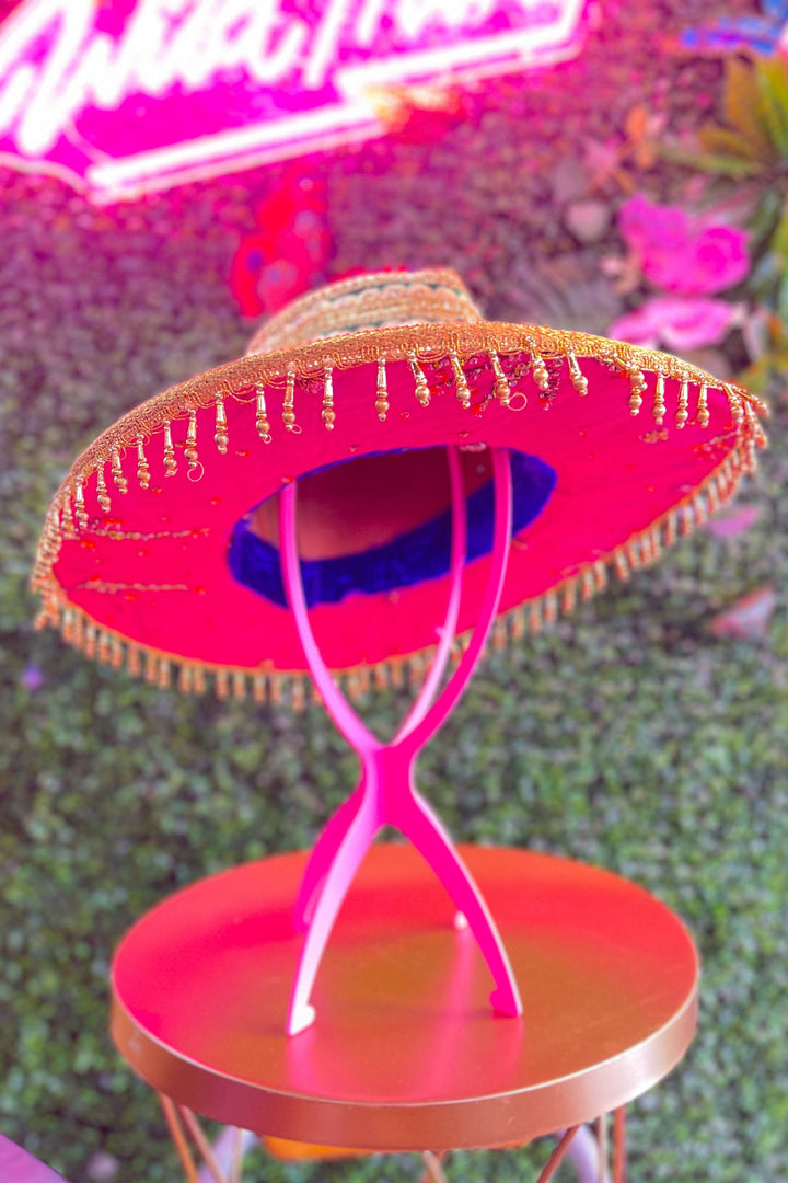 Underside of Dreamer's Delight Sari Hat with vibrant colors