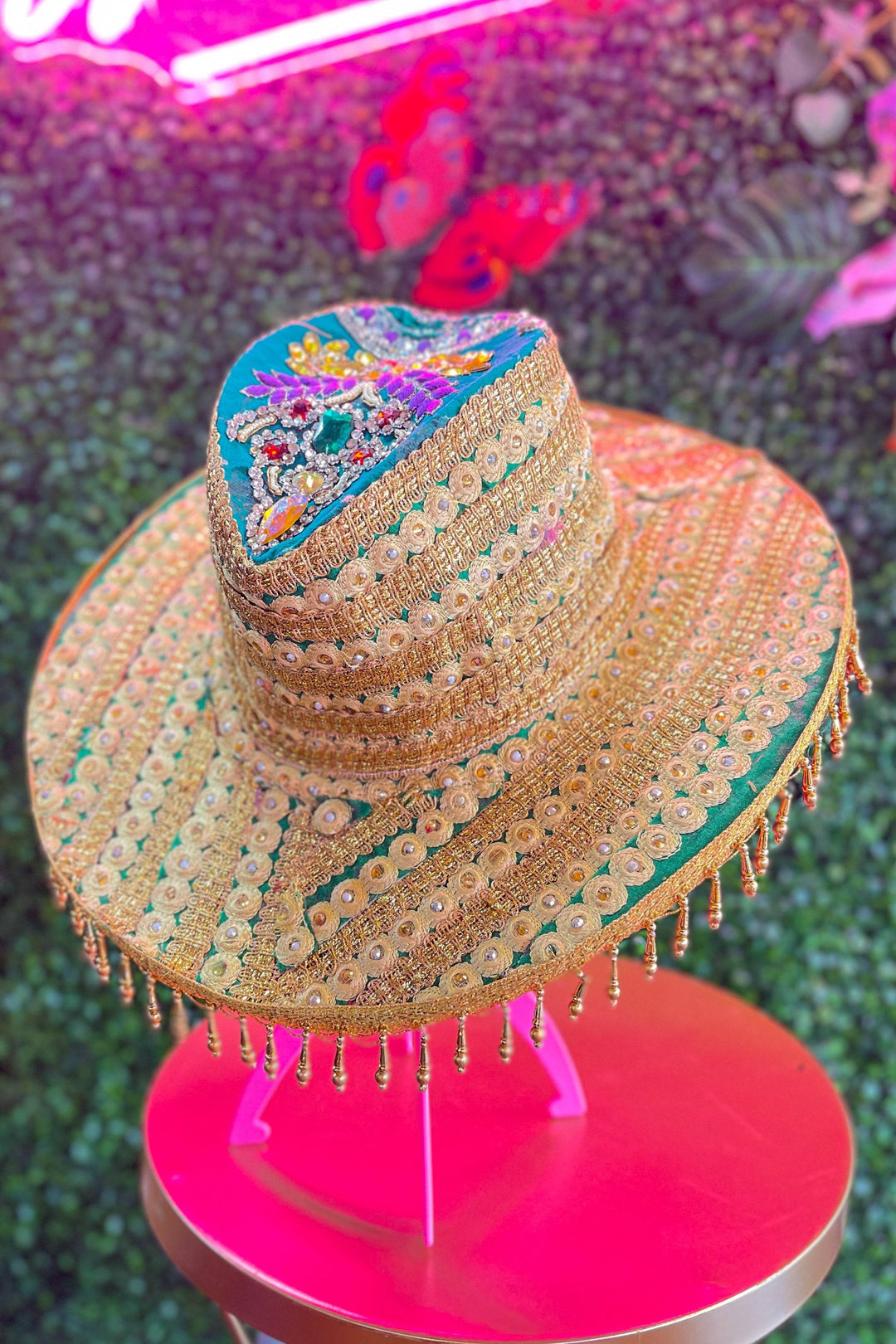 Dreamer's Delight Sari Hat with intricate embroidery