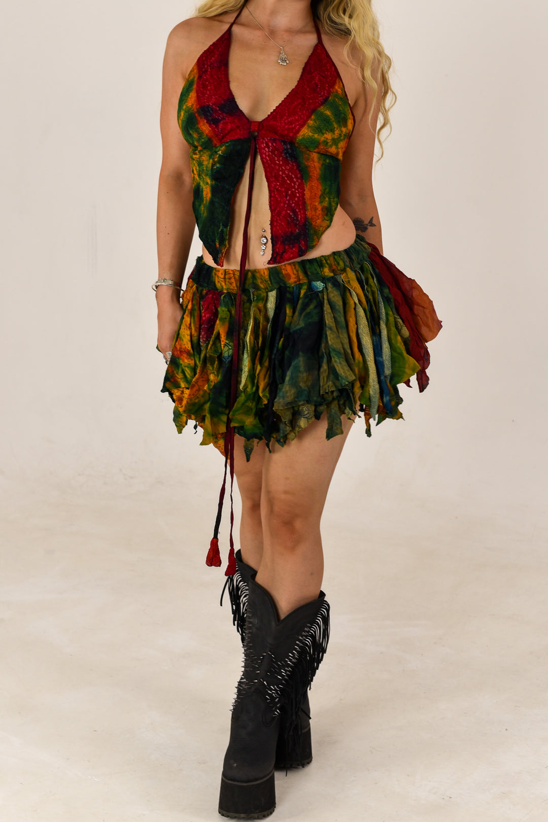 Earth Child: Butterfly Top and Rag Skirt Set
