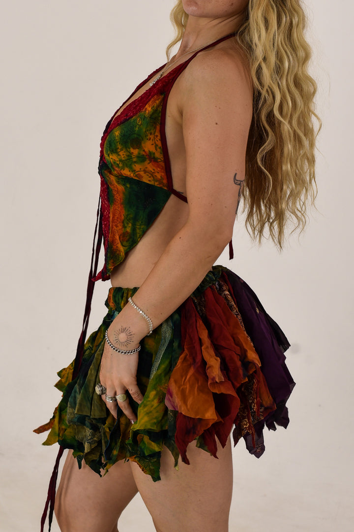 Earth Child: Butterfly Top and Rag Skirt Set