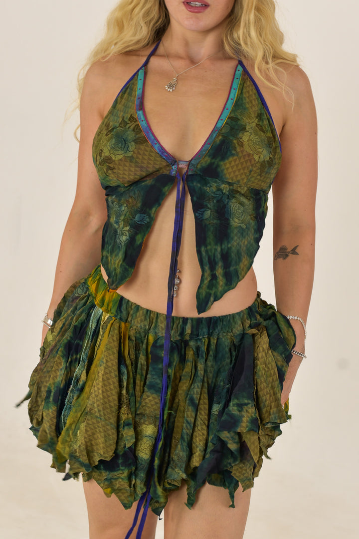Earth Sky: Butterfly top and rag skirt set