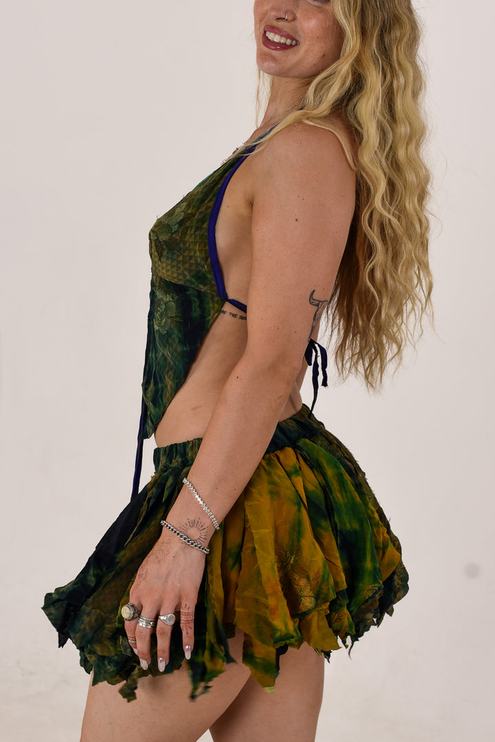 Earth Sky: Butterfly top and rag skirt set