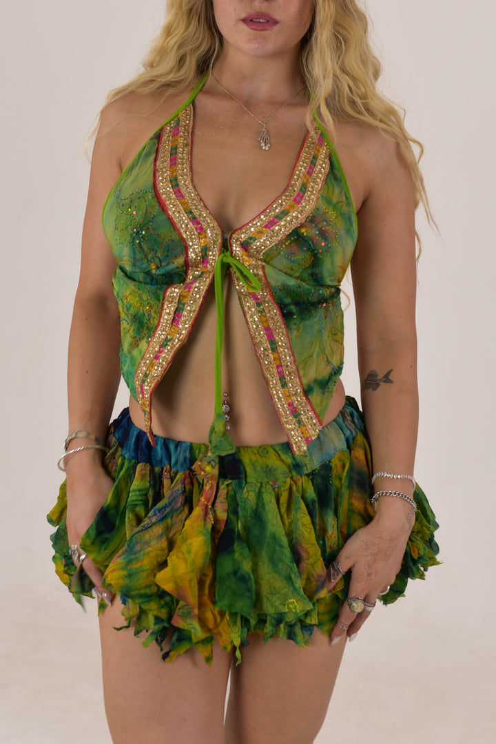 Earth Magic: Butterfly top and rag skirt set