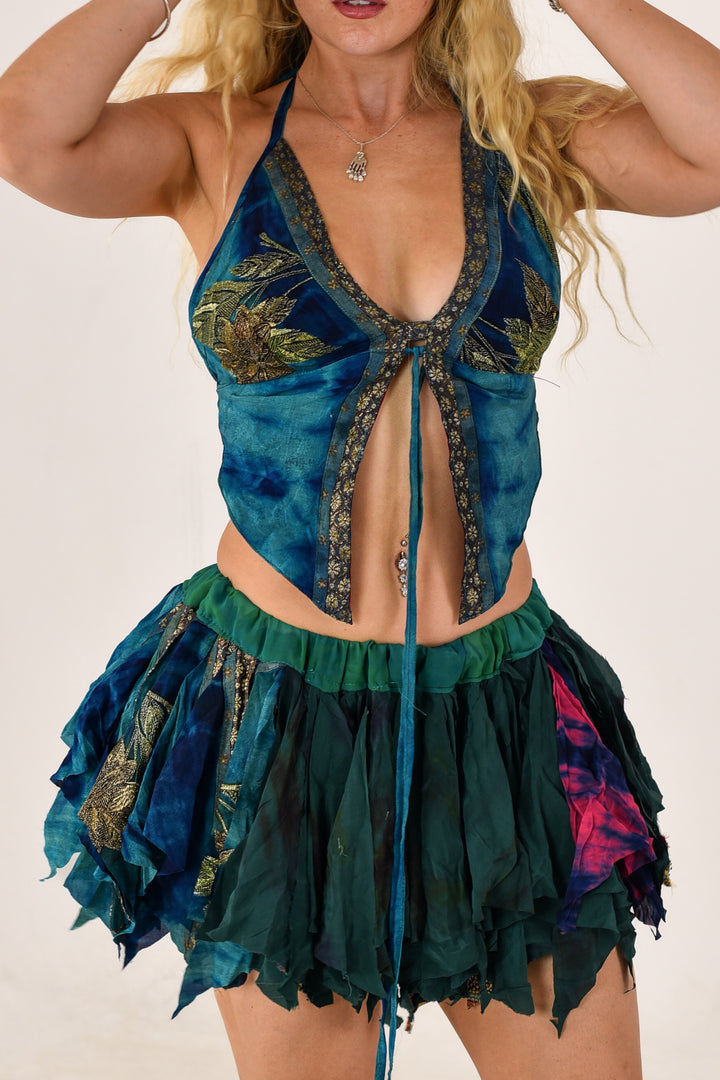 Boho Nights: Butterfly top and rag skirt set