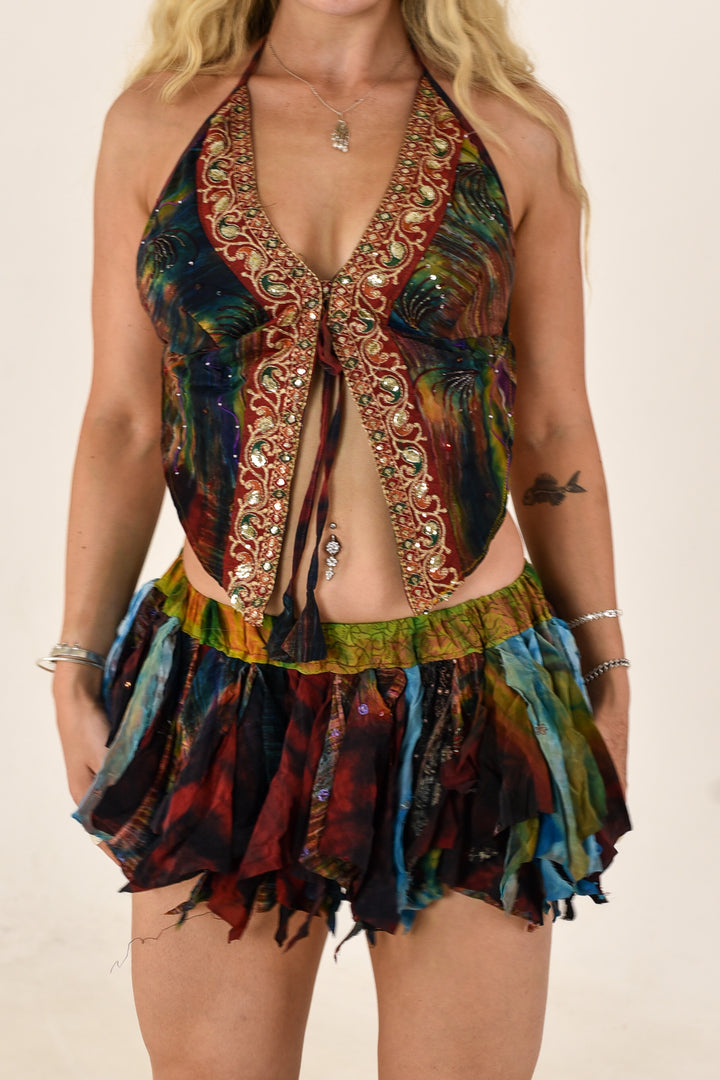Woodstock: Butterfly top and rag skirt set