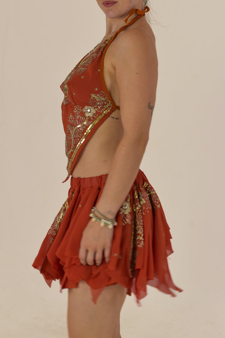 Pixie Halter Top &amp; Rag Skirt Set