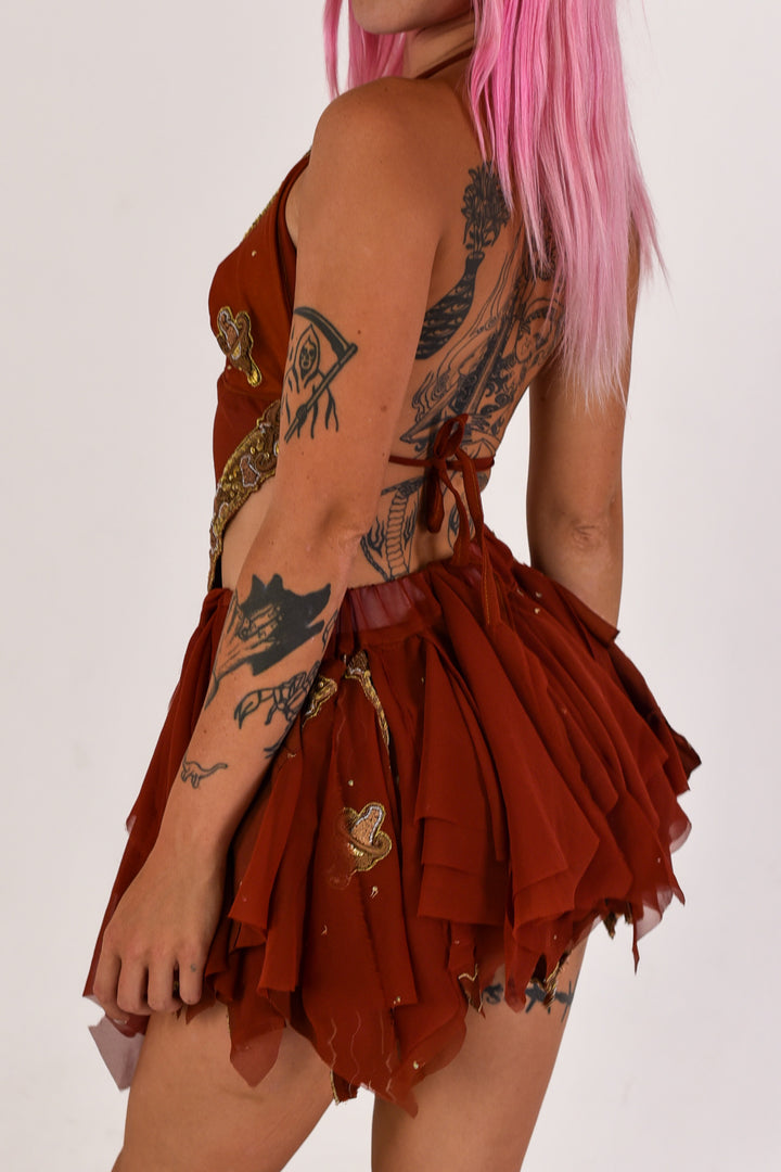 Flora Halter Top &amp; Rag Skirt Set