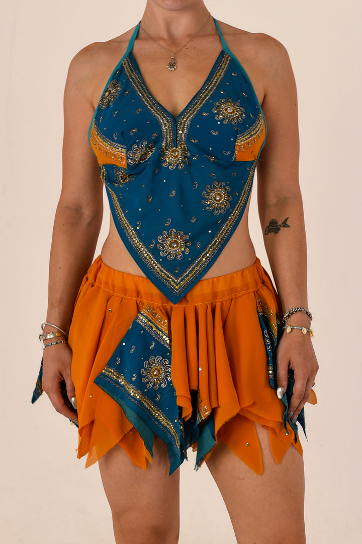 Tropicana Halter Top and Skirt Set