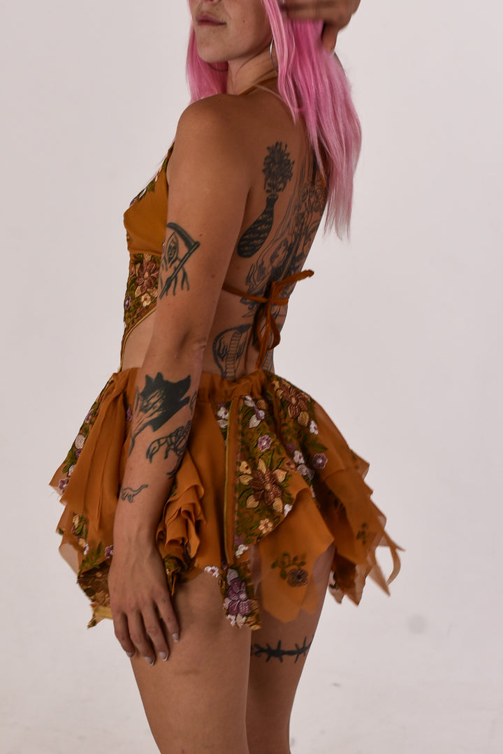 Amber Blossom Halter Top and Skirt Set