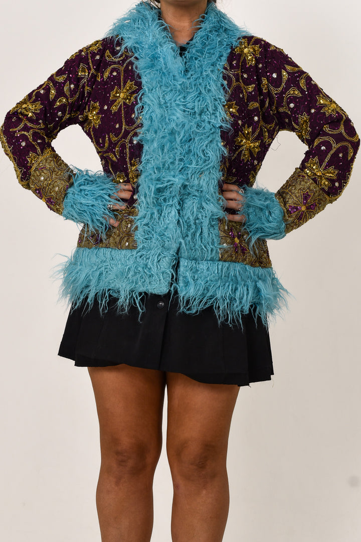 Sari Coat Fig | Size XL UK 14-16