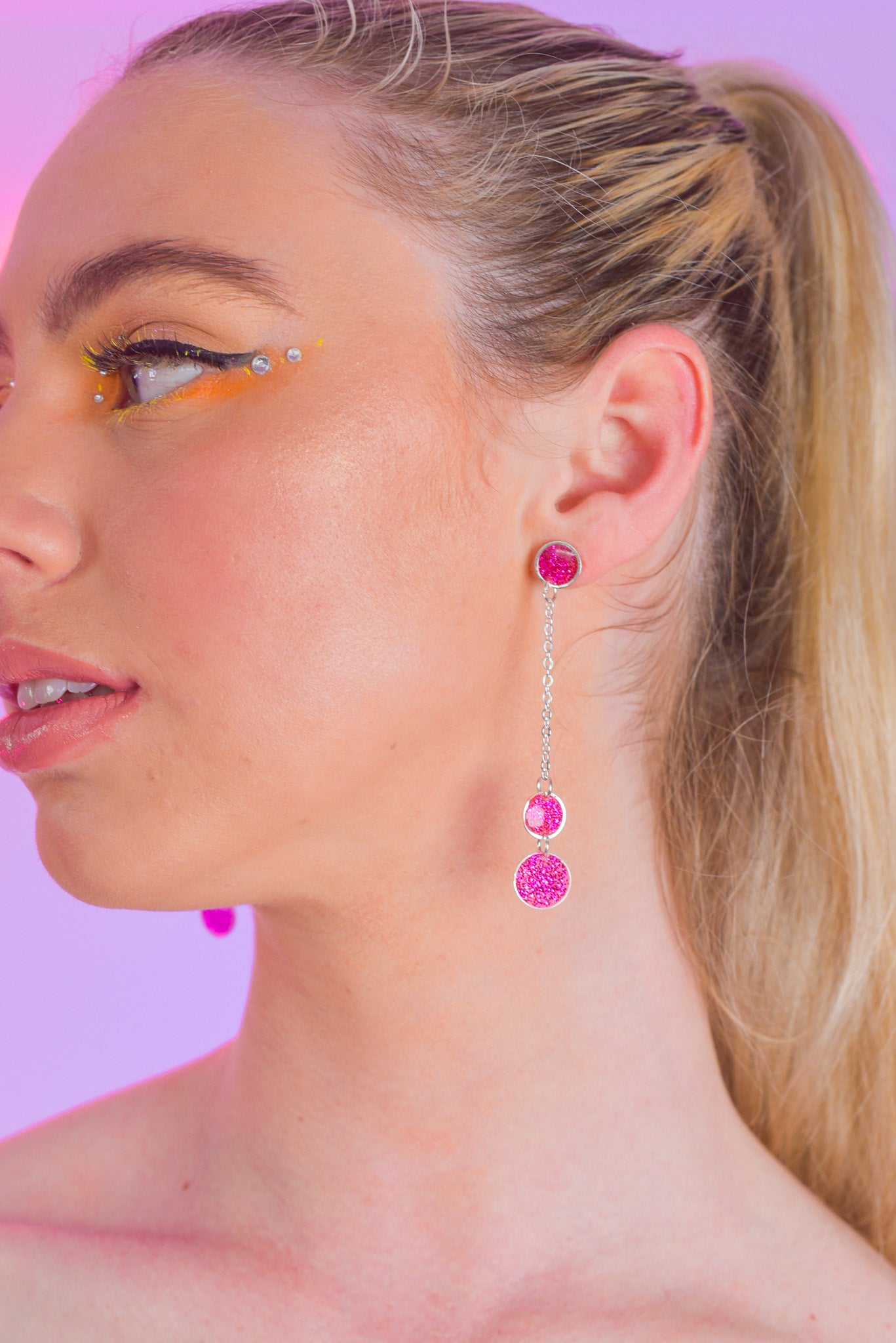 Sparkly Chain Drop Earrings with Sterling Silver Stud | Rave &amp; Festival Fashion