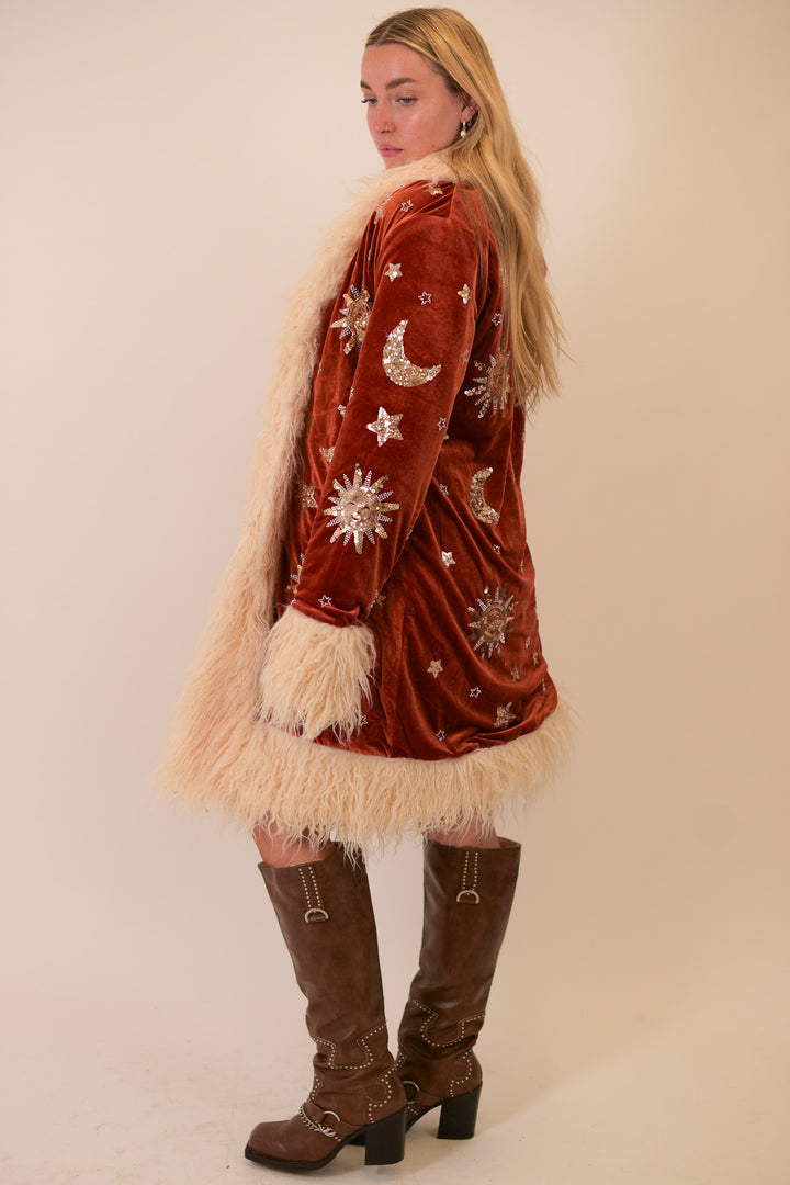 The Phase Sequin Coat | Rust