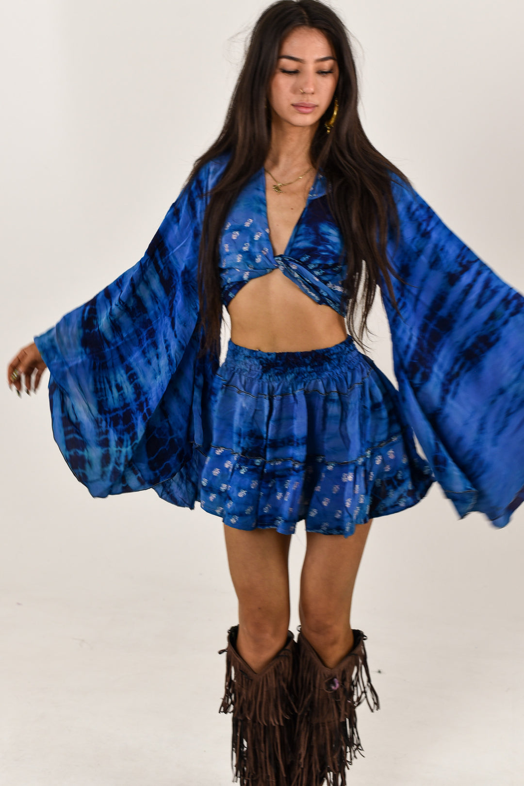 Solaya Skirt &amp; Bell Sleeve Top Set