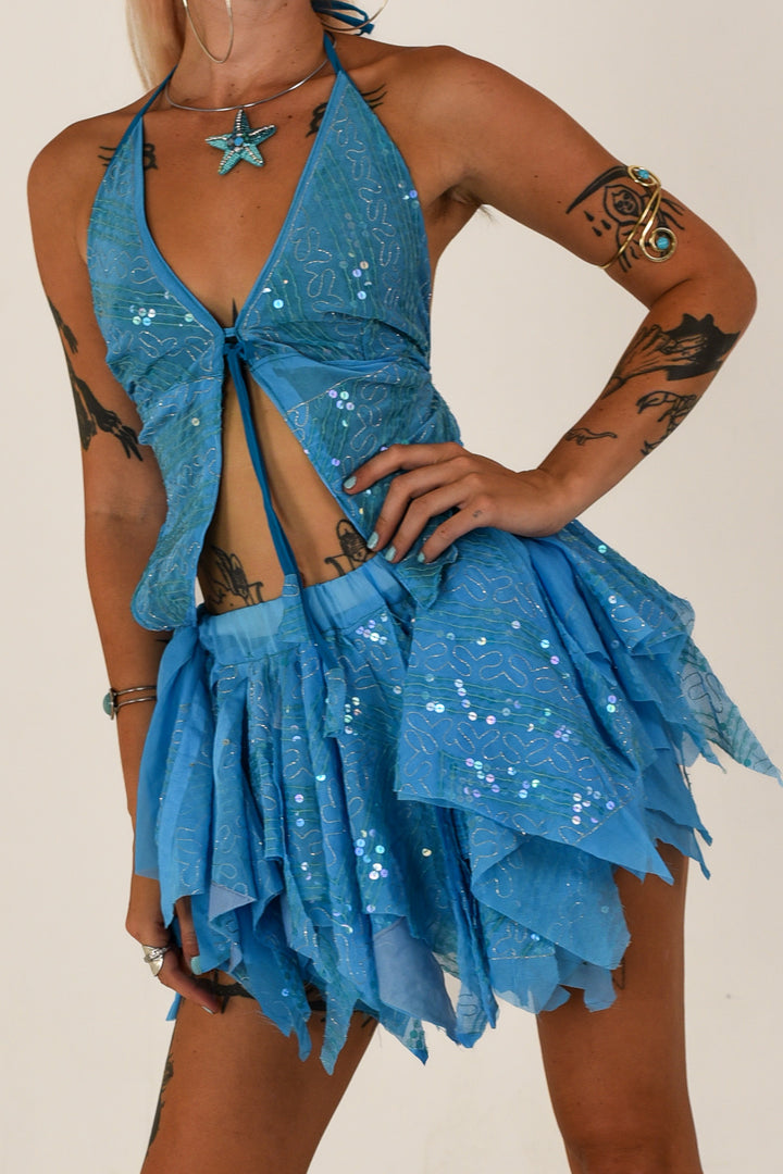 Seascape: Butterfly Top and Rag Skirt Set