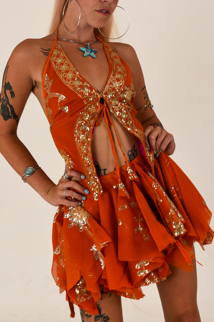 Sun Ritual: Butterfly Top and Rag Skirt Set