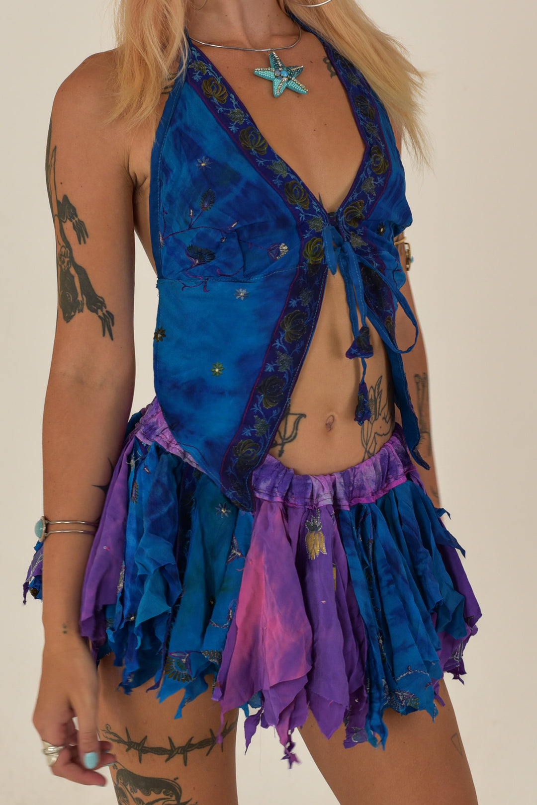 Vasper: Butterfly Top and Rag Skirt Set
