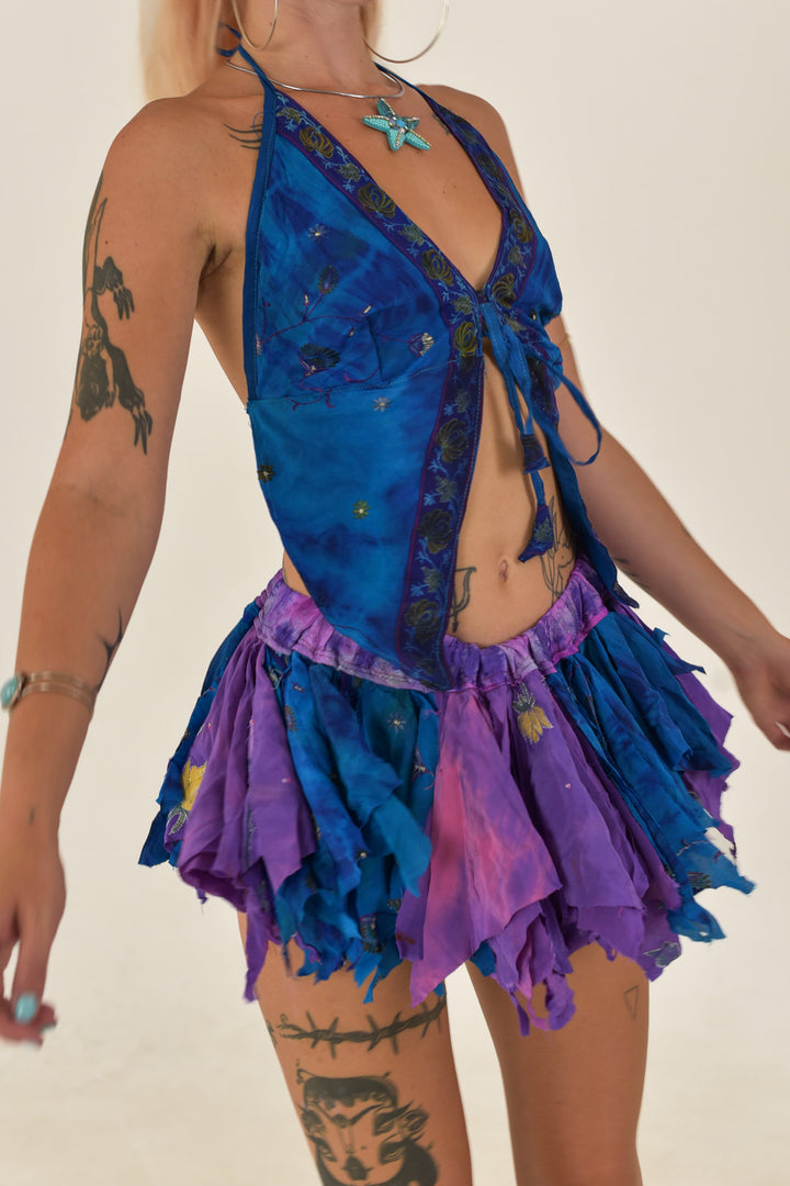 Vasper: Butterfly Top and Rag Skirt Set