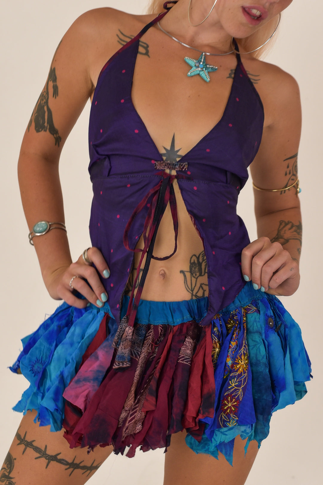 Ritual: Recycled Sari Butterfly Top and Skirt Set