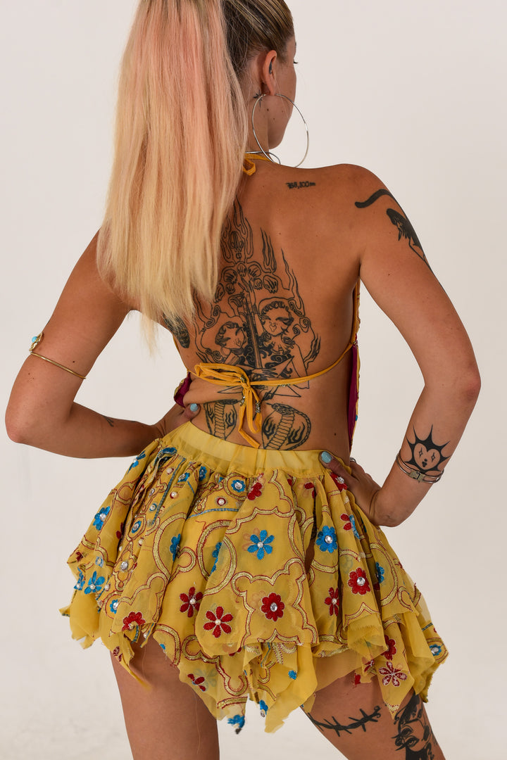 Natural bloom: Butterfly top and rag skirt set