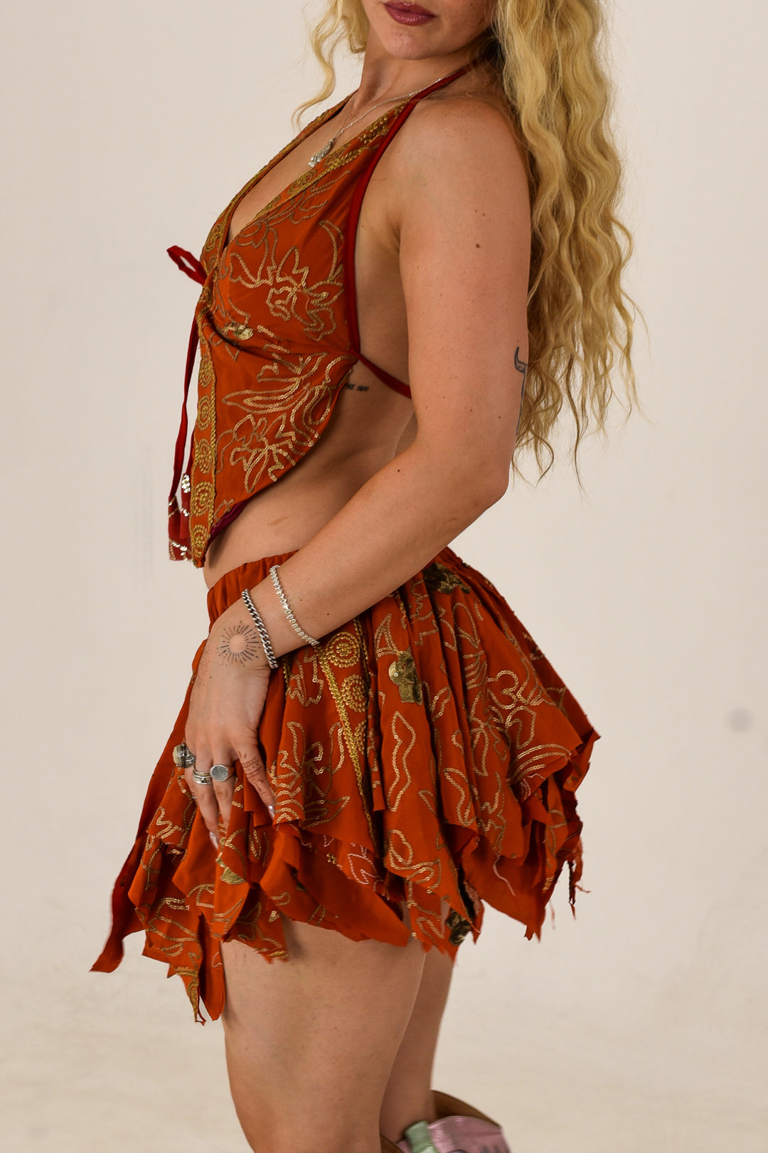 Playa: Butterfly Top and Rag Skirt Set
