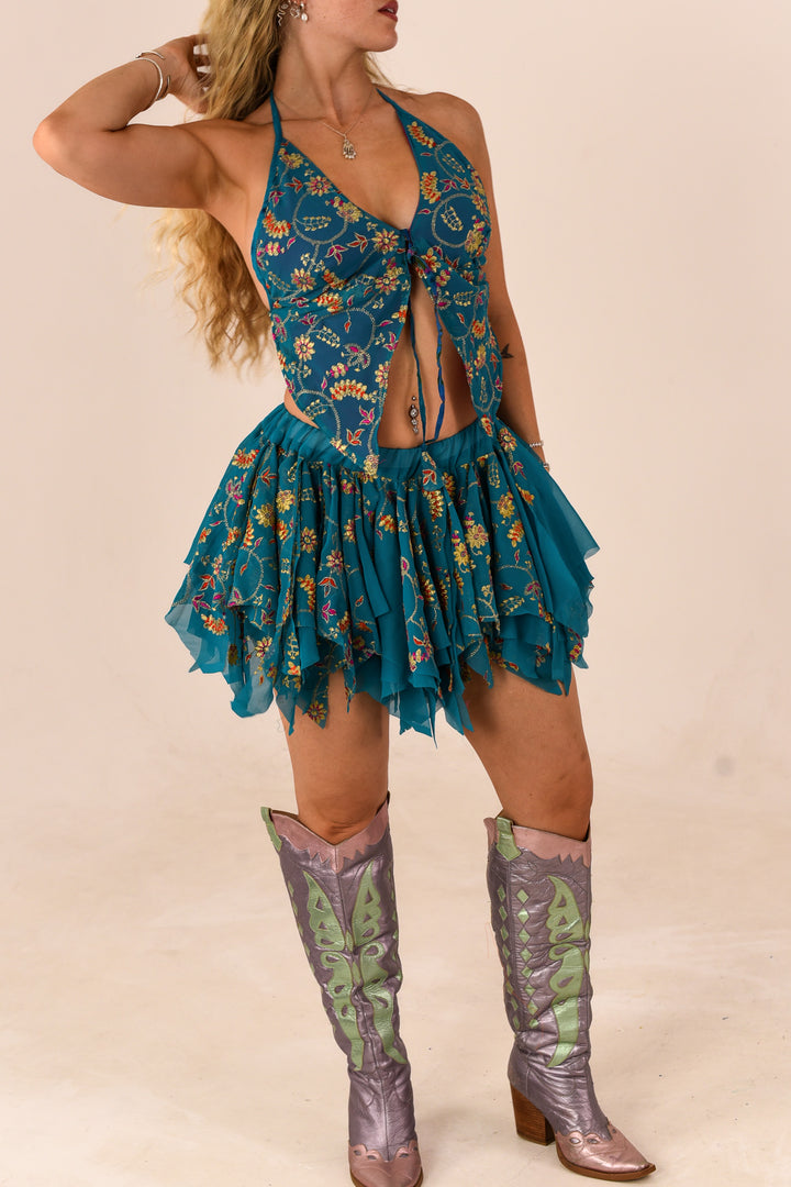 Hot Tropics: Butterfly Top and Rag Skirt Set
