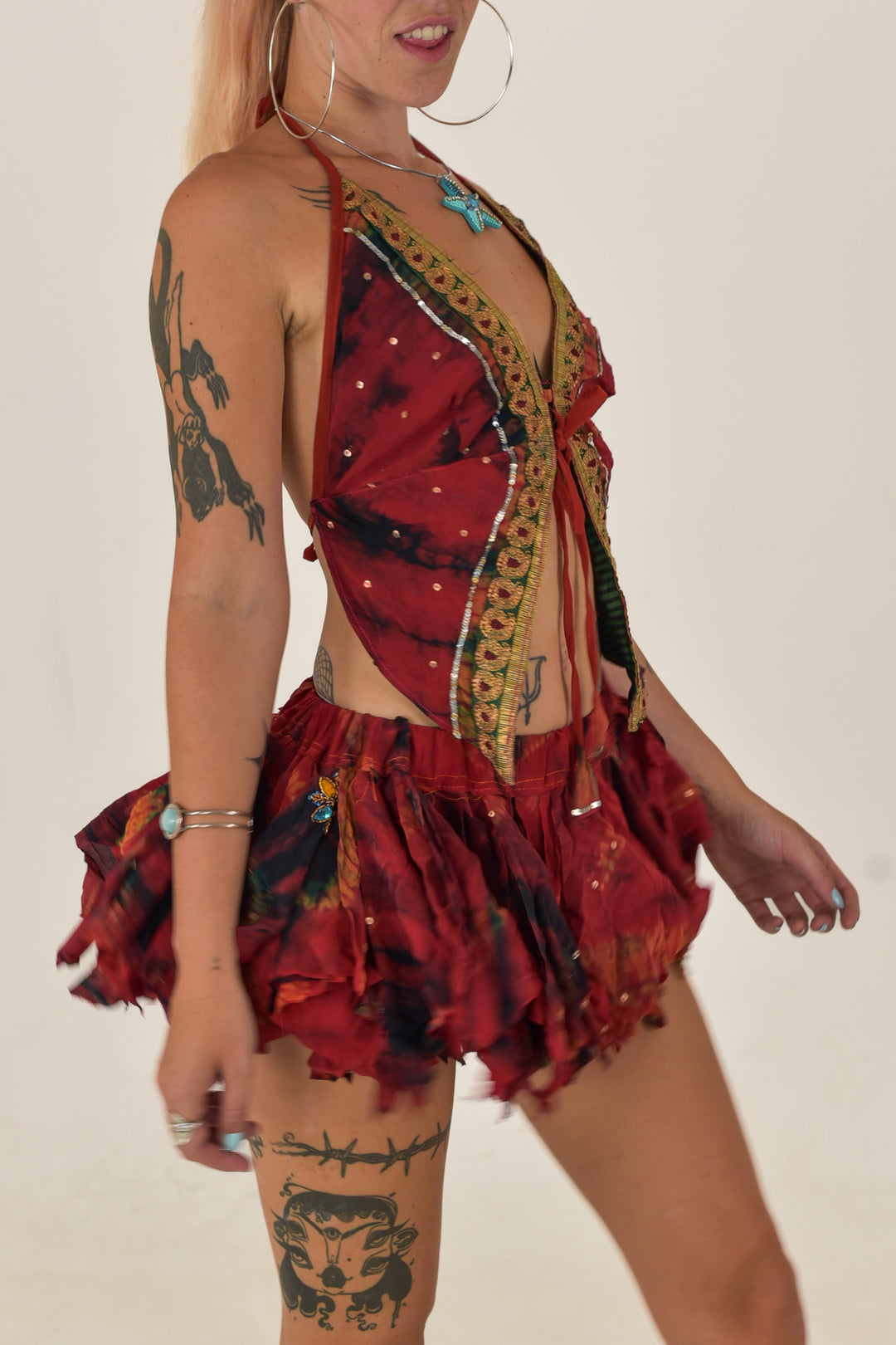 Ember: Butterfly Top and Rag Skirt Set