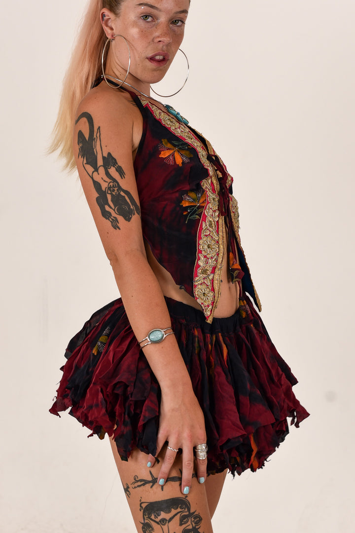 Solar: Butterfly Top and Rag Skirt Set