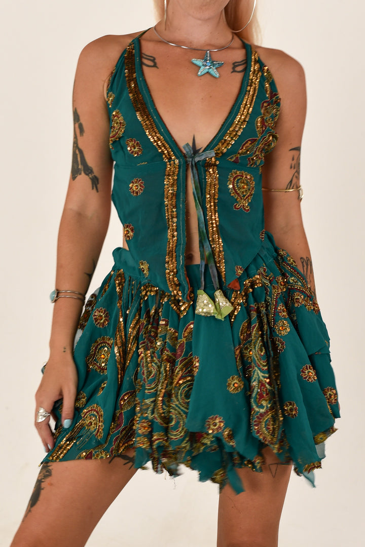 Moss Moon: Butterfly Top and Rag Skirt Set