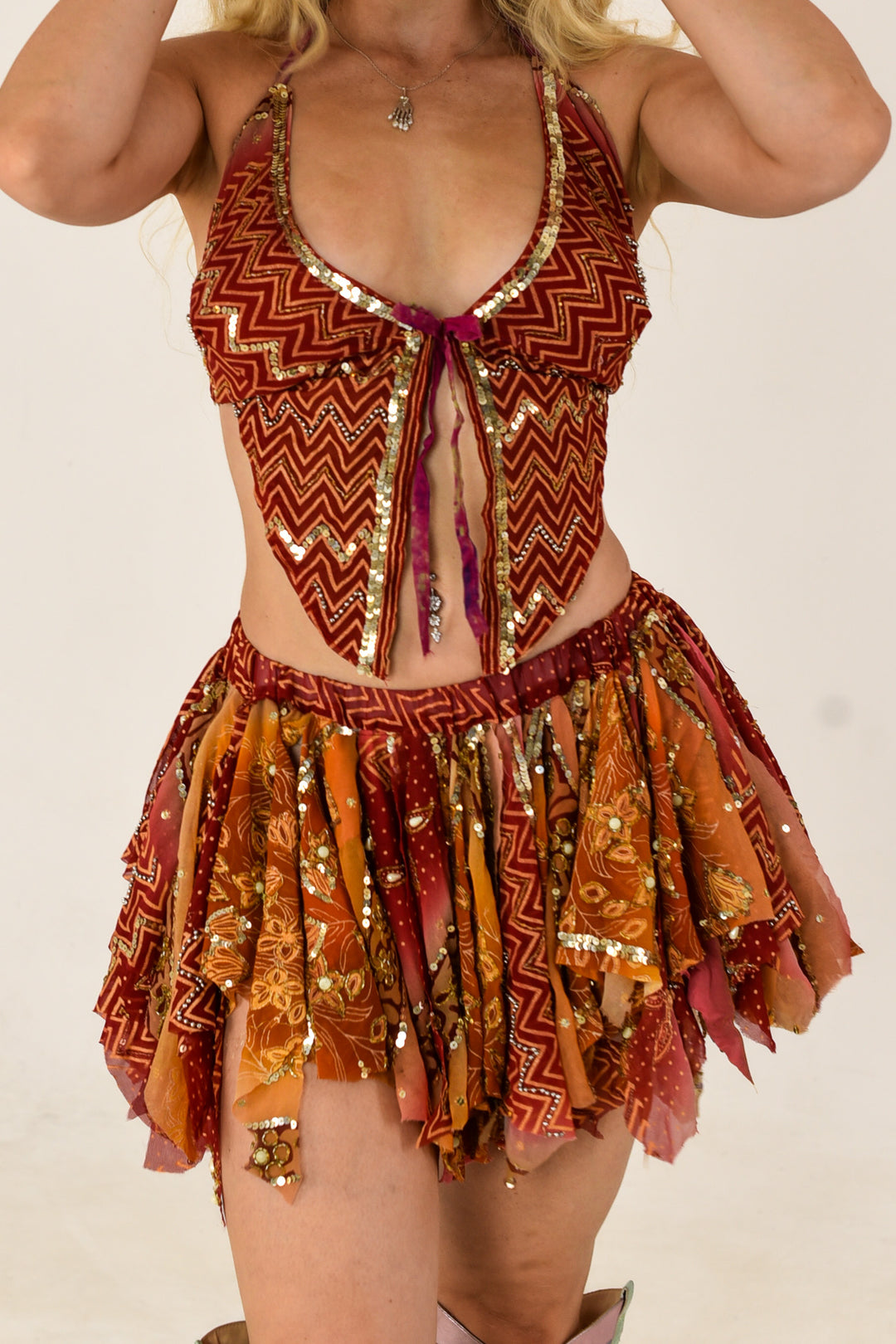 Sun Dream: Butterfly Top and Rag Skirt Set