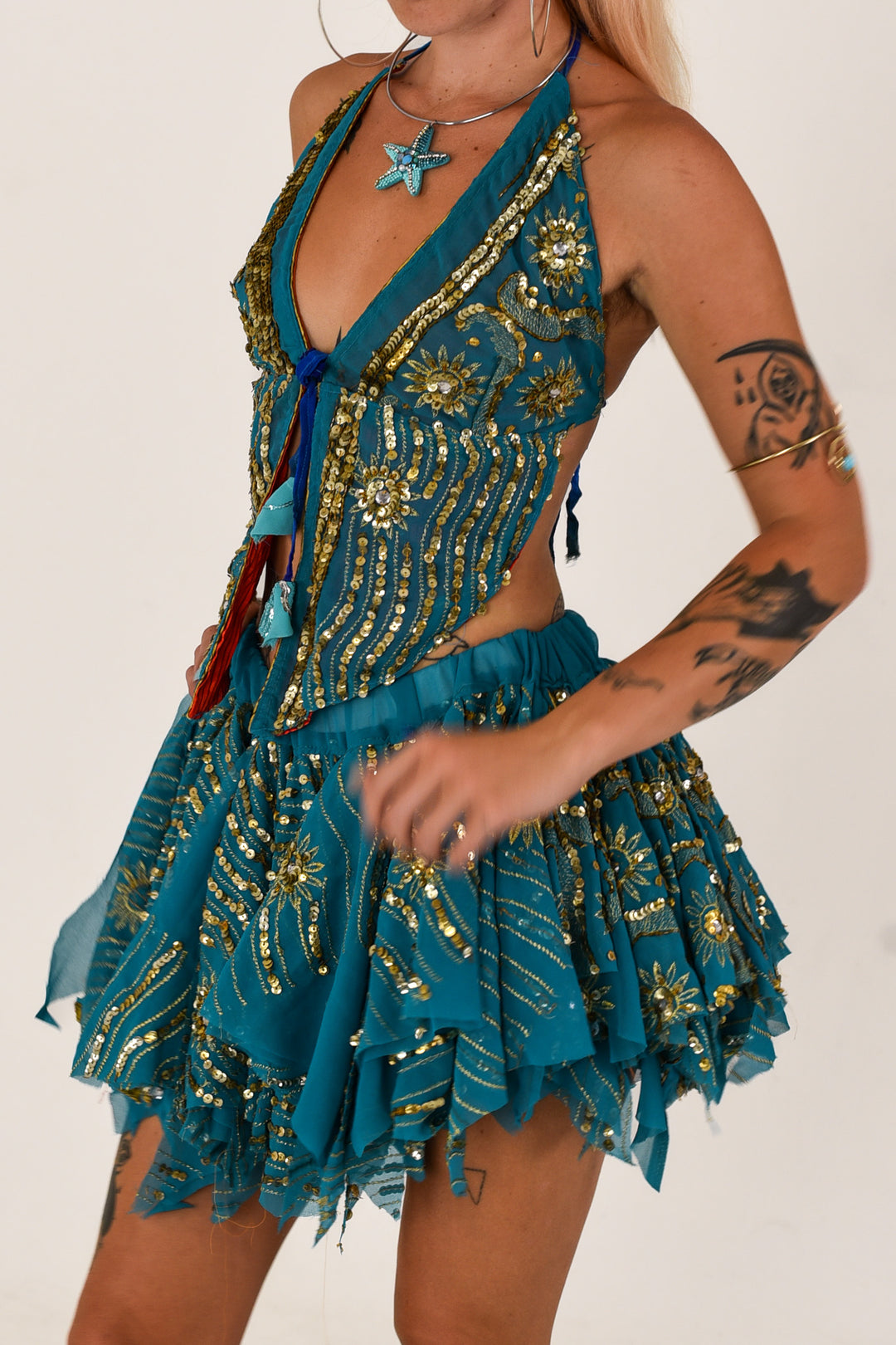 Dewdrop: Butterfly Top and Rag Skirt Set