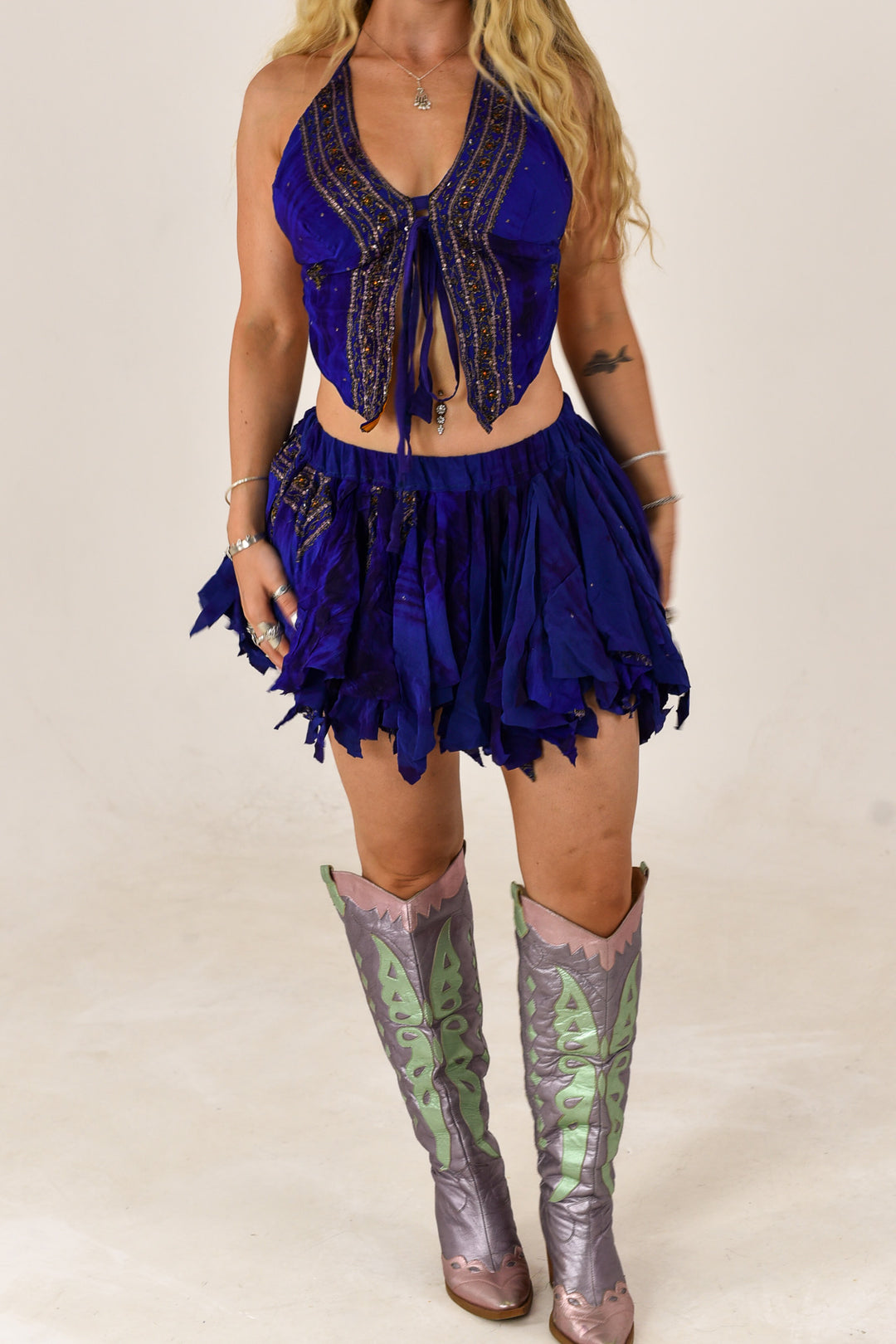 Moon Whisper: Butterfly Top and Rag Skirt Set