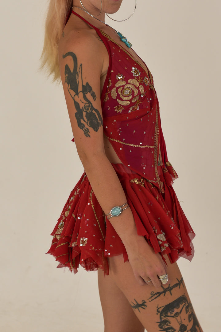 Golden Hour: Butterfly Top and Rag Skirt Set