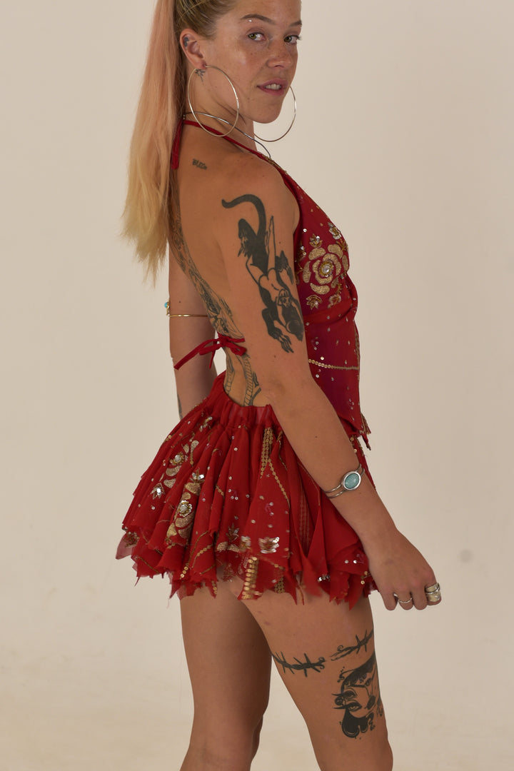 Golden Hour: Butterfly Top and Rag Skirt Set