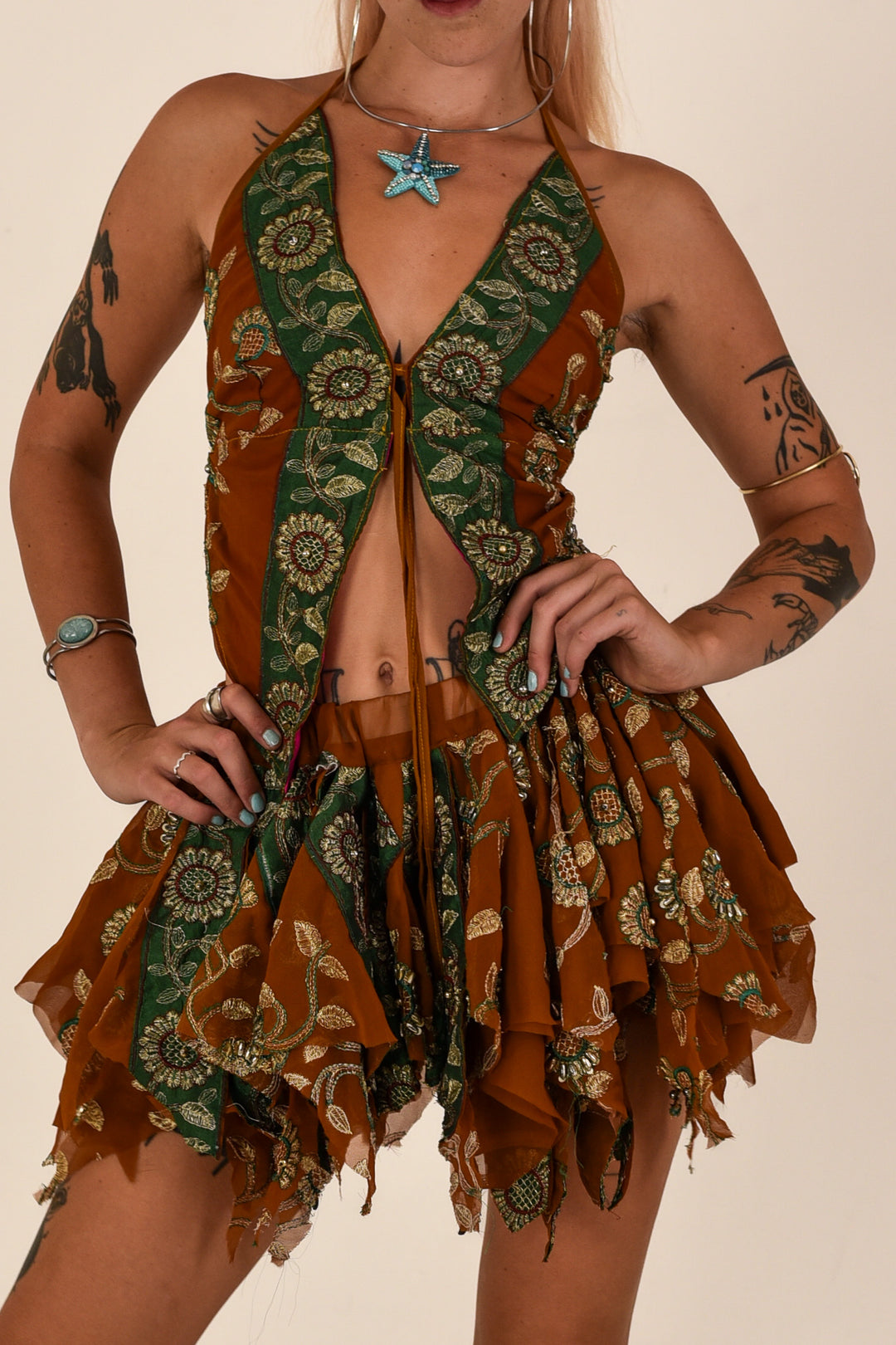 Glasto: Butterfly Top and Rag Skirt Set