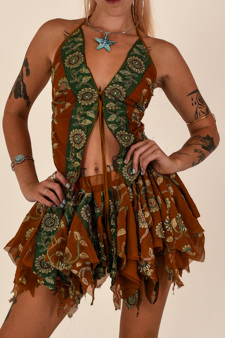 Glasto: Butterfly Top and Rag Skirt Set
