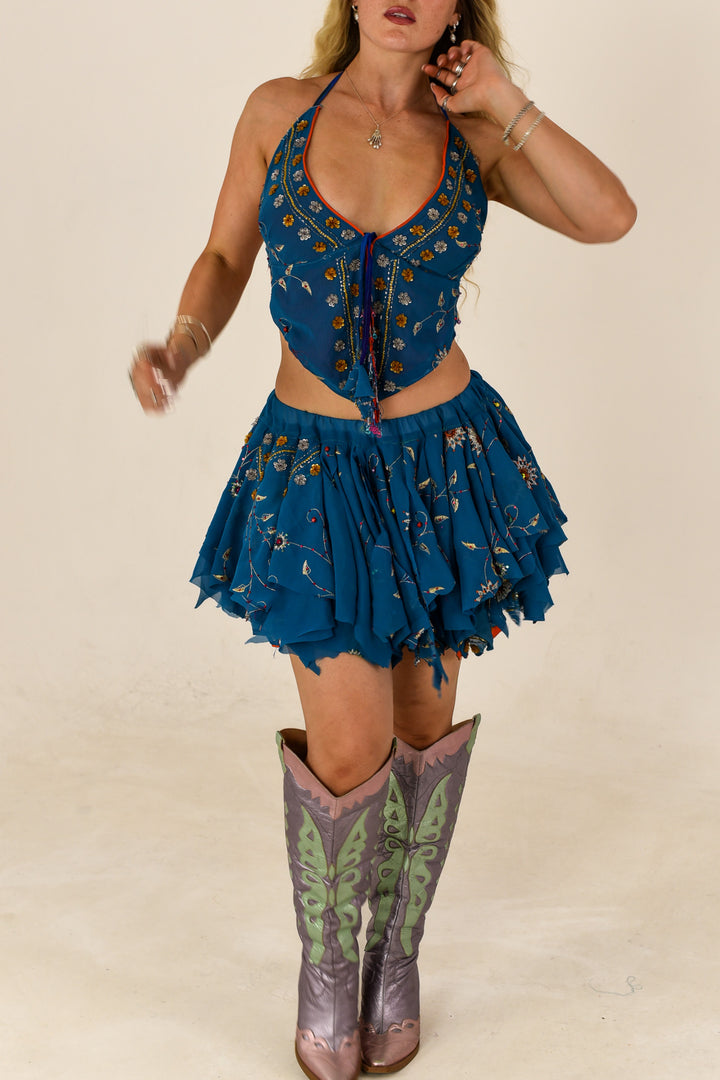 Tidal Moon: Butterfly Top and Rag Skirt Set