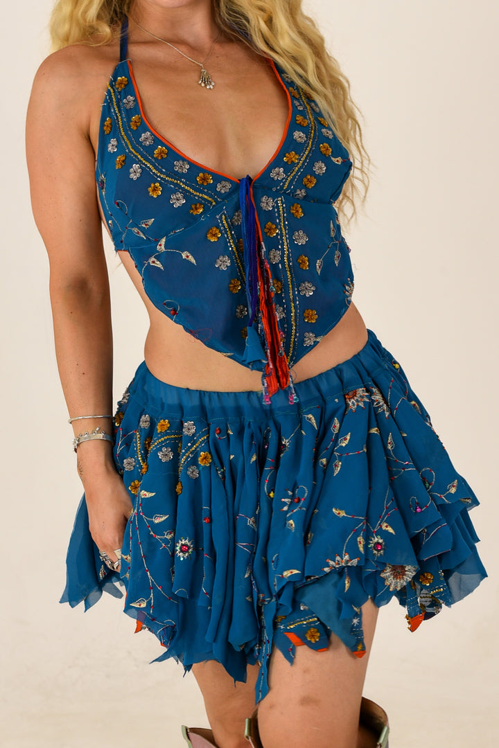 Tidal Moon: Butterfly Top and Rag Skirt Set