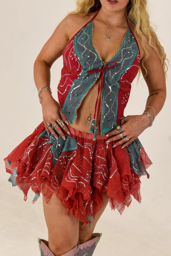 Afterglow: Butterfly Top and Rag Skirt Set